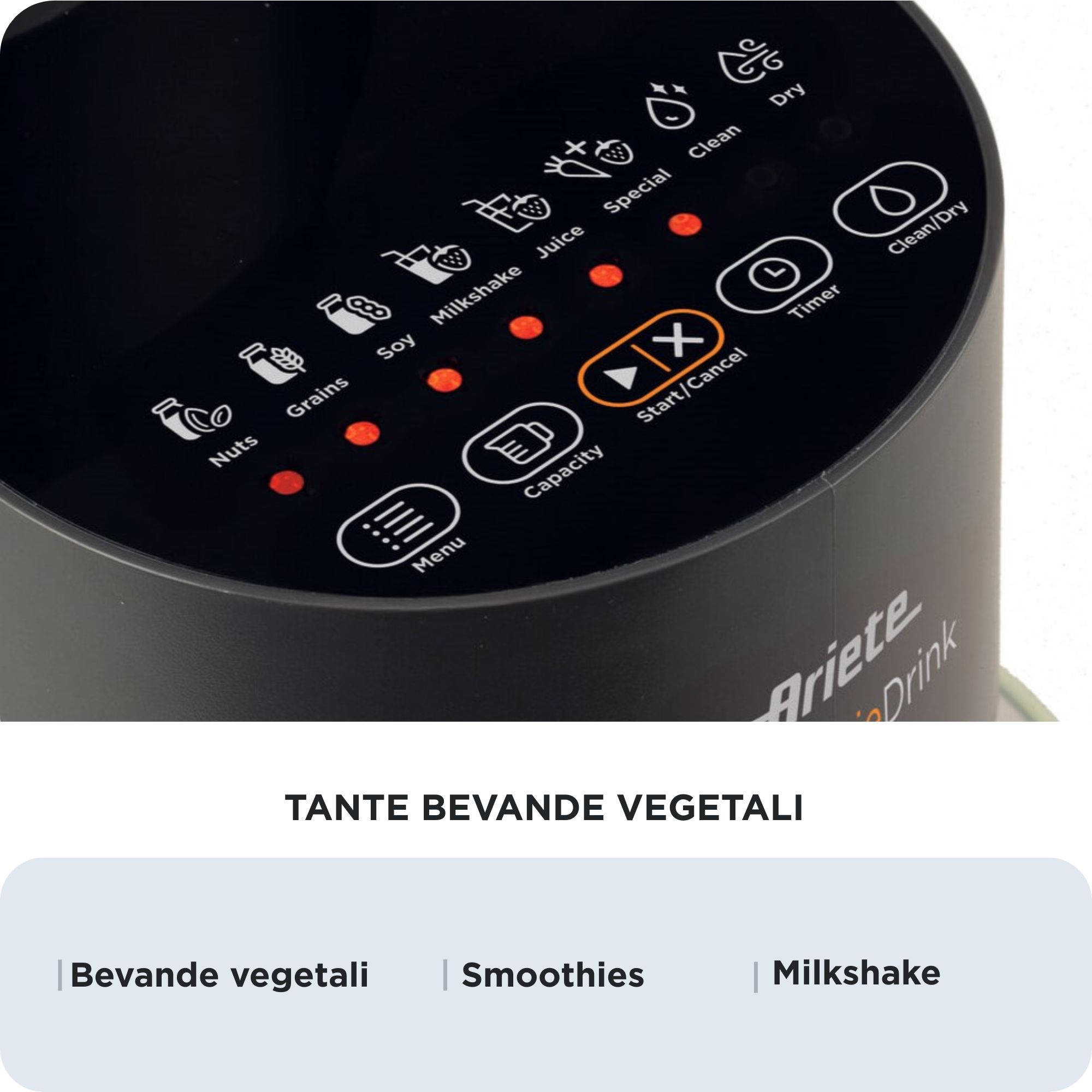 Pannello touch con Nuts, Grains, Soy, Milkshake, Juice e Special